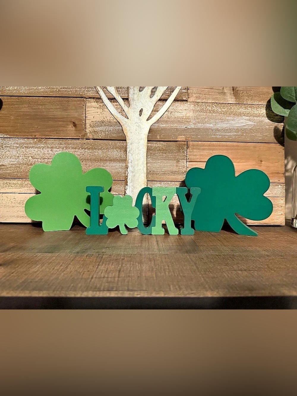 3 Pc Lucky Shamrock Tabletop Decor